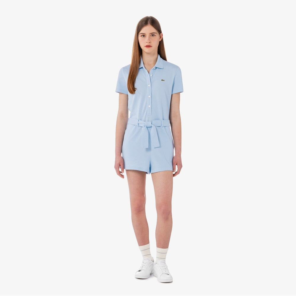 LACOSTE LACOSTE Women's Mini Pique Short Sleeve Jumpsuit