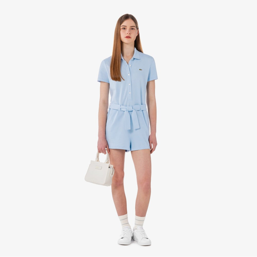LACOSTE LACOSTE Women's Mini Pique Short Sleeve Jumpsuit