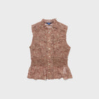 PENFIELD Frill embroidery smoking sleeveless blouse beige_FS2WV21F
