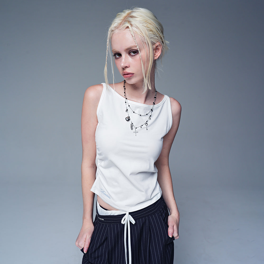 AVANDRESS Lupine Boat Neck Shirring Sleeveless_9Colors