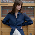 LCVE LINEN BLEND BASIC SHIRT_NAVY