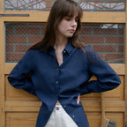 LCVE LINEN BLEND BASIC SHIRT_NAVY