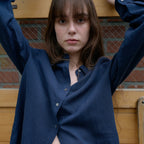 LCVE LINEN BLEND BASIC SHIRT_NAVY