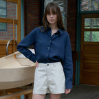 LCVE LINEN BLEND BASIC SHIRT_NAVY
