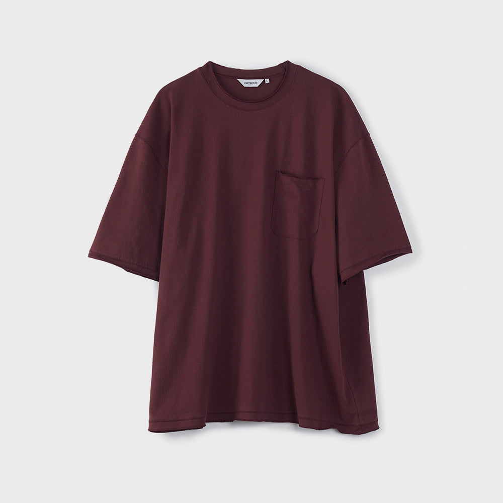 partimento Raw Edge Pocket Tee Burgundy