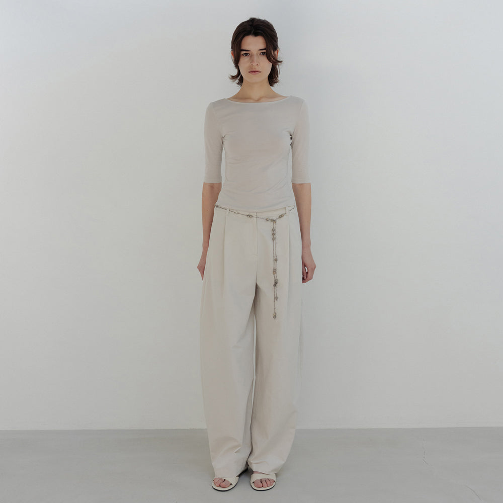 MOIA backless cotton t-shirt (mist beige)
