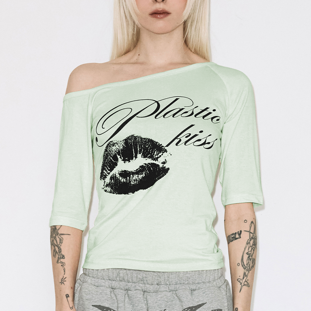 FANCY CLUB PLASTIC KISS ONE-SHOULDER TOP (MINT) F26QB051