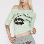FANCY CLUB PLASTIC KISS ONE-SHOULDER TOP (MINT) F26QB051