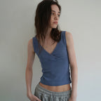 WITHOUTSUMMER Lazy sleeveless top_blue
