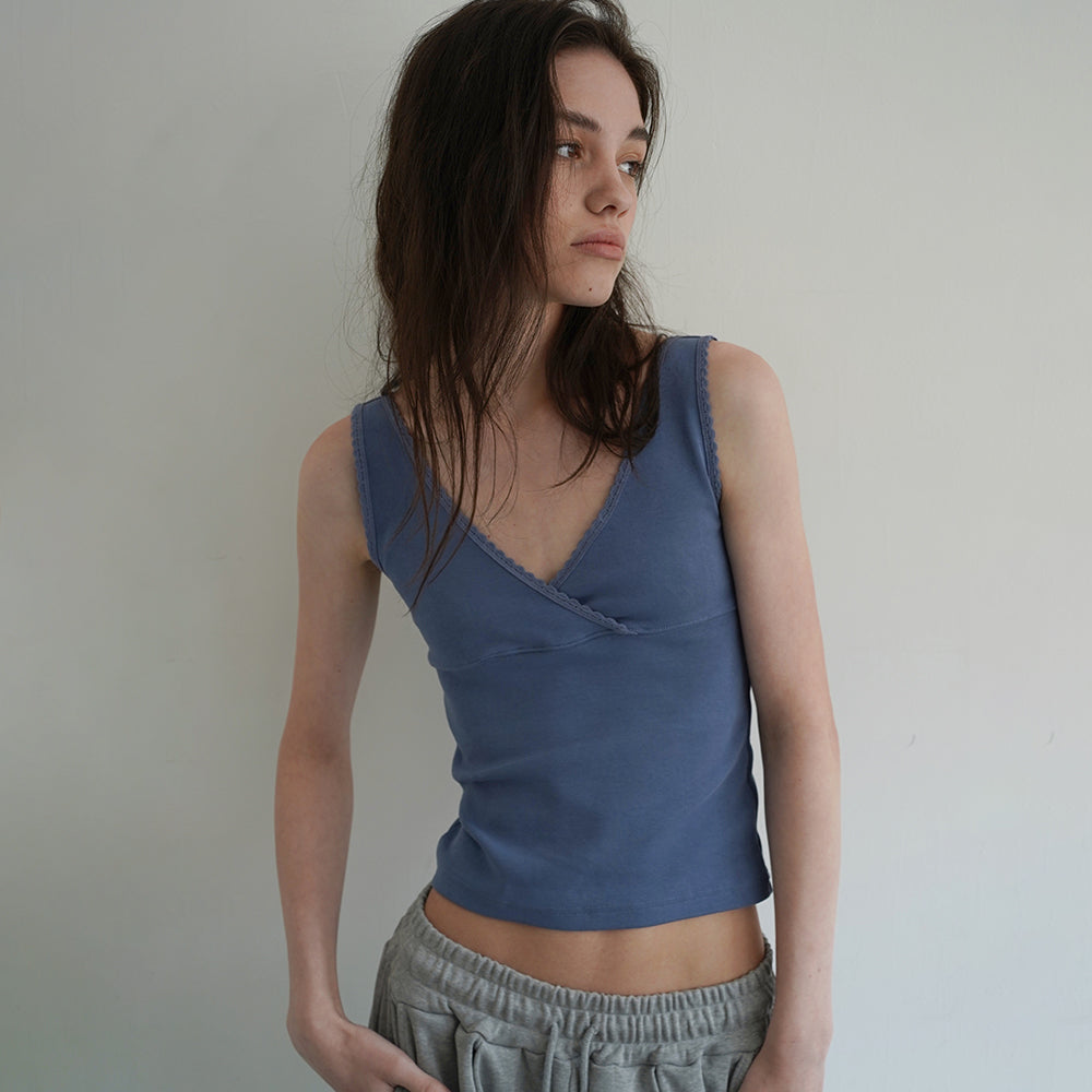 WITHOUTSUMMER Lazy sleeveless top_blue