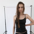 NOTHINGEVERYTHING CLASSIC SLEEVELESS TOP IN GLOSSY BLACK
