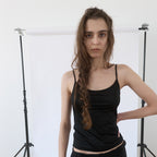 NOTHINGEVERYTHING CLASSIC SLEEVELESS TOP IN GLOSSY BLACK