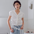 BAIE OUD Lace frill blouse_white