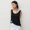 MANGOMANYPLEASE UNDER LINEN SLEEVELESS_BLACK