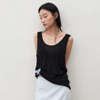 MANGOMANYPLEASE UNDER LINEN SLEEVELESS_BLACK