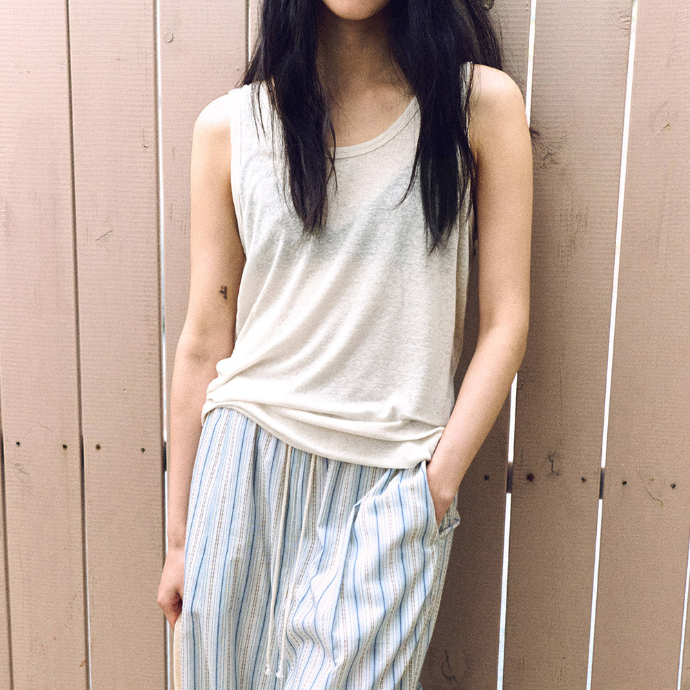 MANGOMANYPLEASE UNDER LINEN SLEEVELESS_IVORY