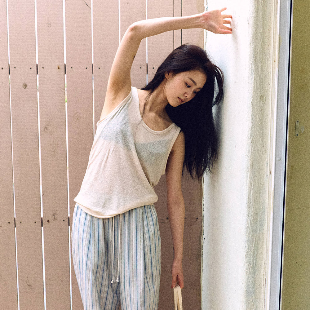 MANGOMANYPLEASE UNDER LINEN SLEEVELESS_IVORY