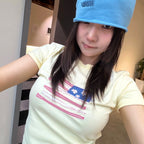 MY NAME IS PETER (W) USA FLAG APPLIQUE T-SHIRT - VINTAGE YELLOW