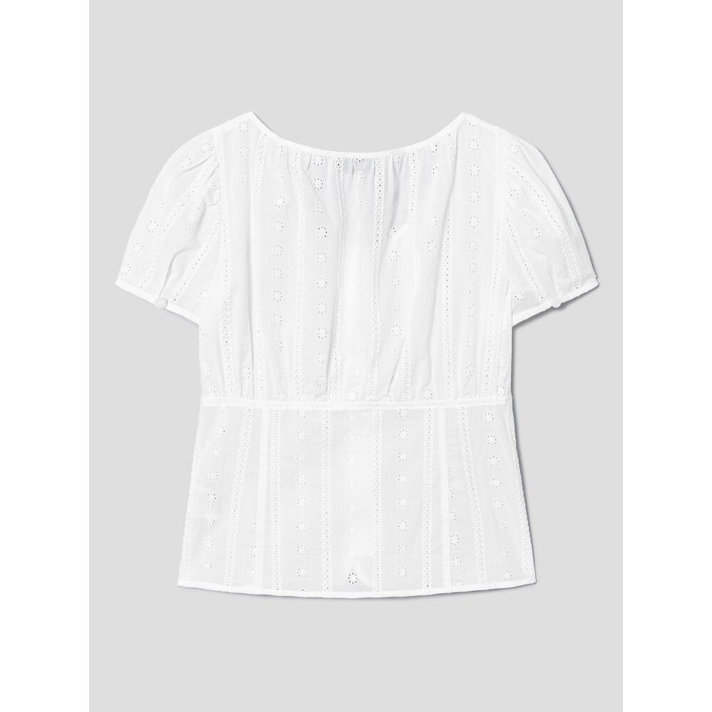 kuho plus Eyelet Ribbon Blouse White (KE6660M021)