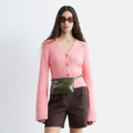& Other Stories Ribbed Cotton Cardigan (Pink)