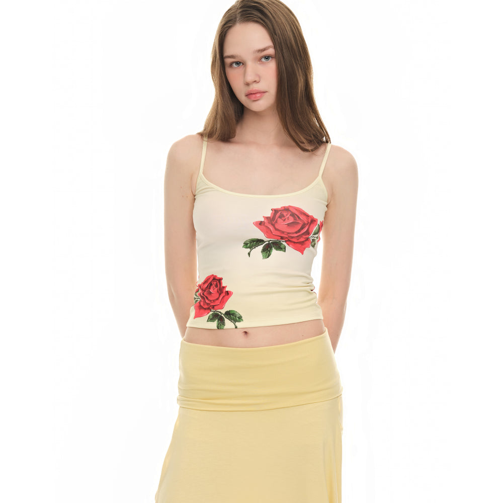 TOOMUCHTAX rose sleeveless top yellow