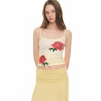 TOOMUCHTAX rose sleeveless top yellow