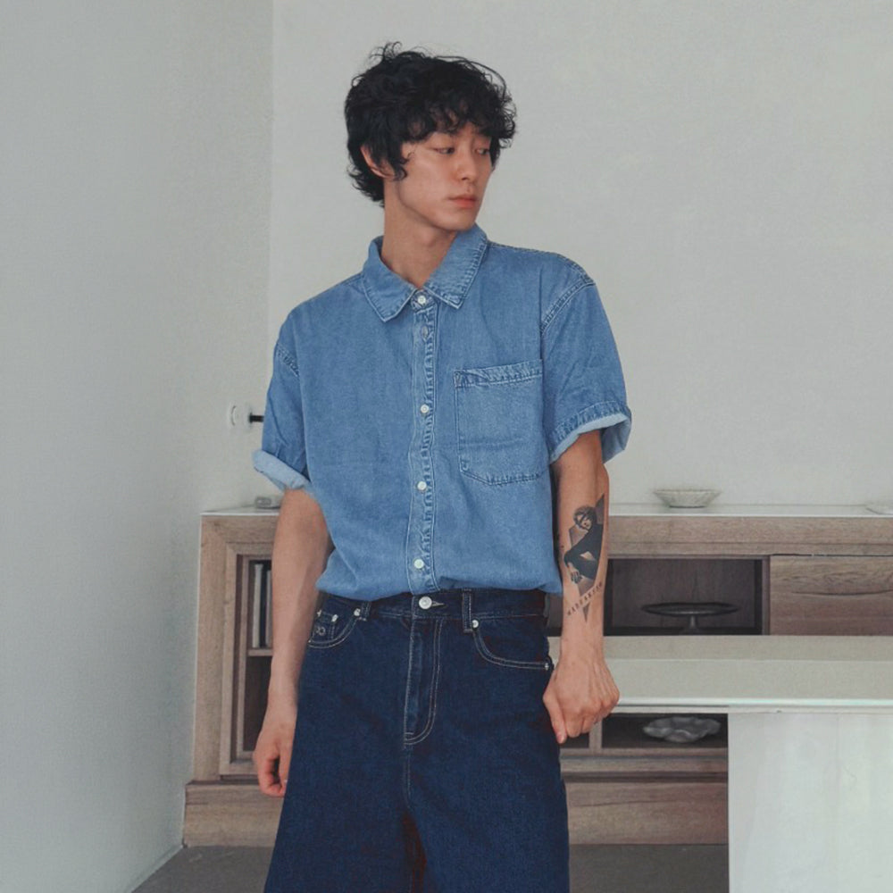 PLAC [Lim Tae-hyun Pick] Tencel short-sleeved sleeve shirt_2colors