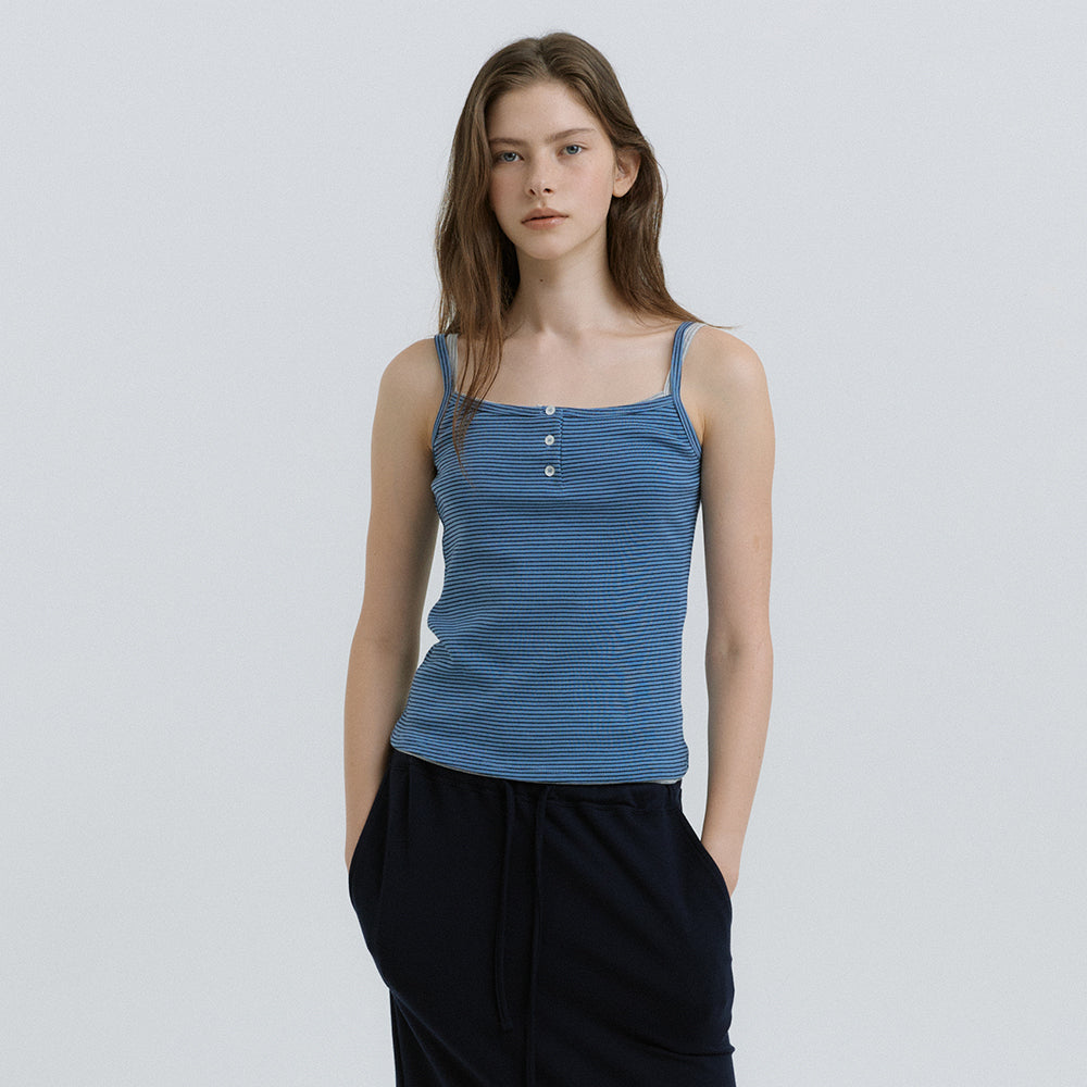 HACER Stripe Henri Neck Sleeveless (2color)