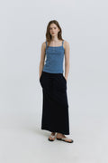 HACER Stripe Henri Neck Sleeveless (2color)
