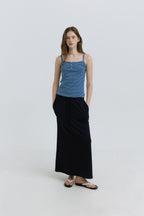 HACER Stripe Henri Neck Sleeveless (2color)