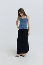 HACER Stripe Henri Neck Sleeveless (2color)
