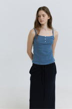 HACER Stripe Henri Neck Sleeveless (2color)