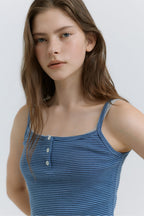 HACER Stripe Henri Neck Sleeveless (2color)