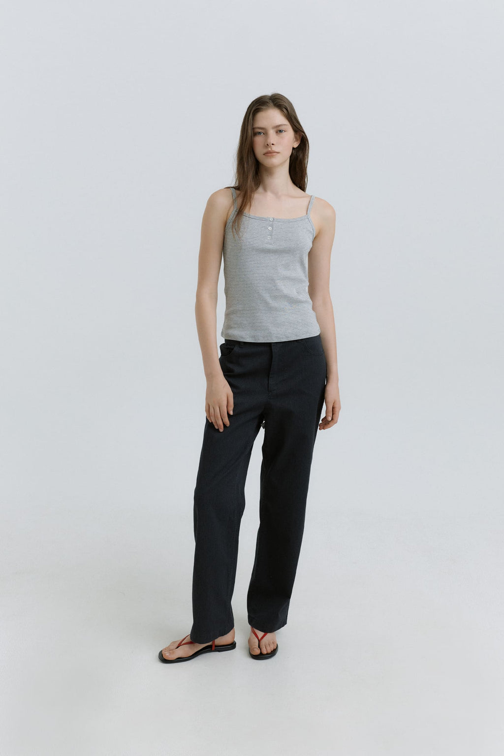 HACER Stripe Henri Neck Sleeveless (2color)