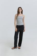 HACER Stripe Henri Neck Sleeveless (2color)