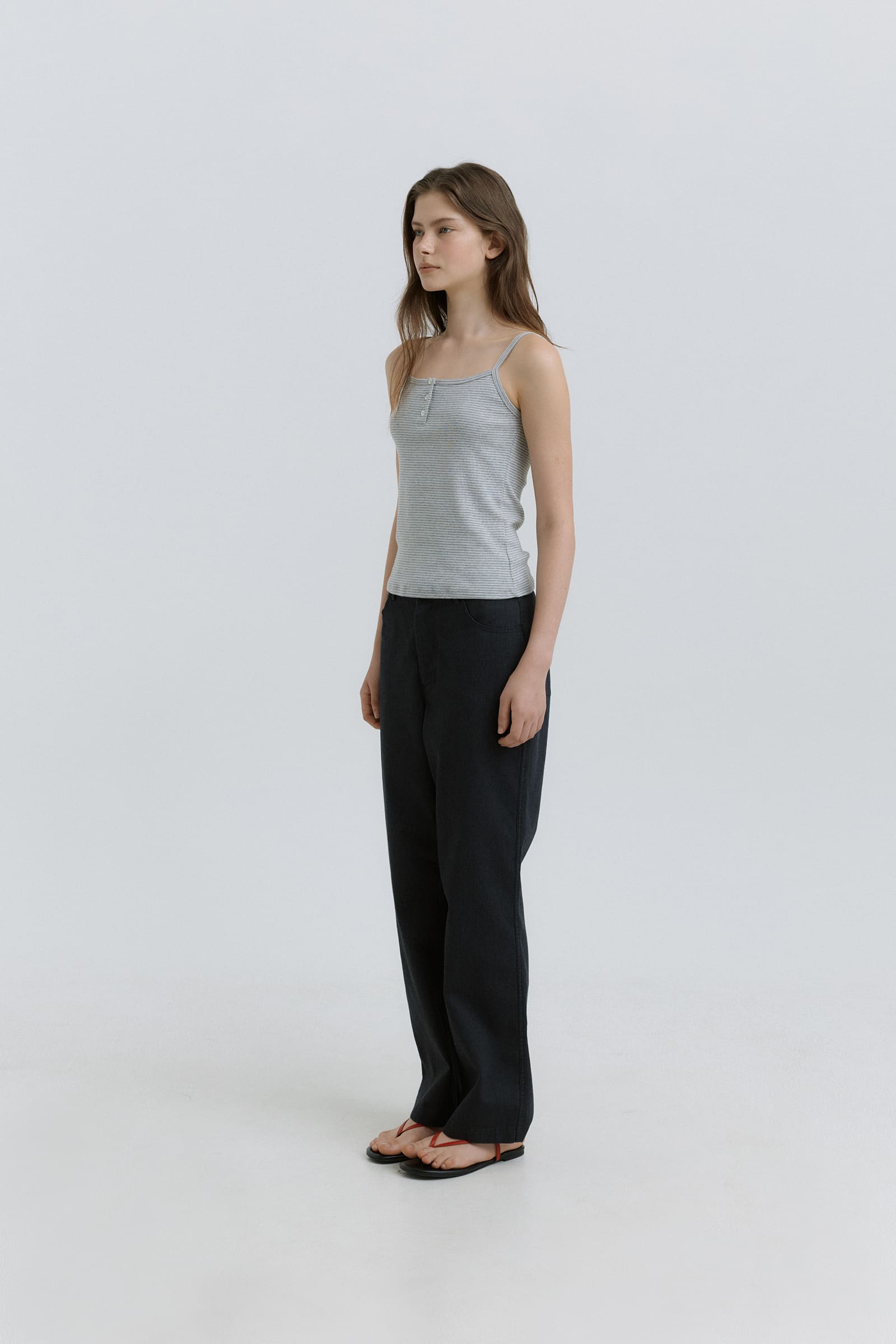 HACER Stripe Henri Neck Sleeveless (2color)