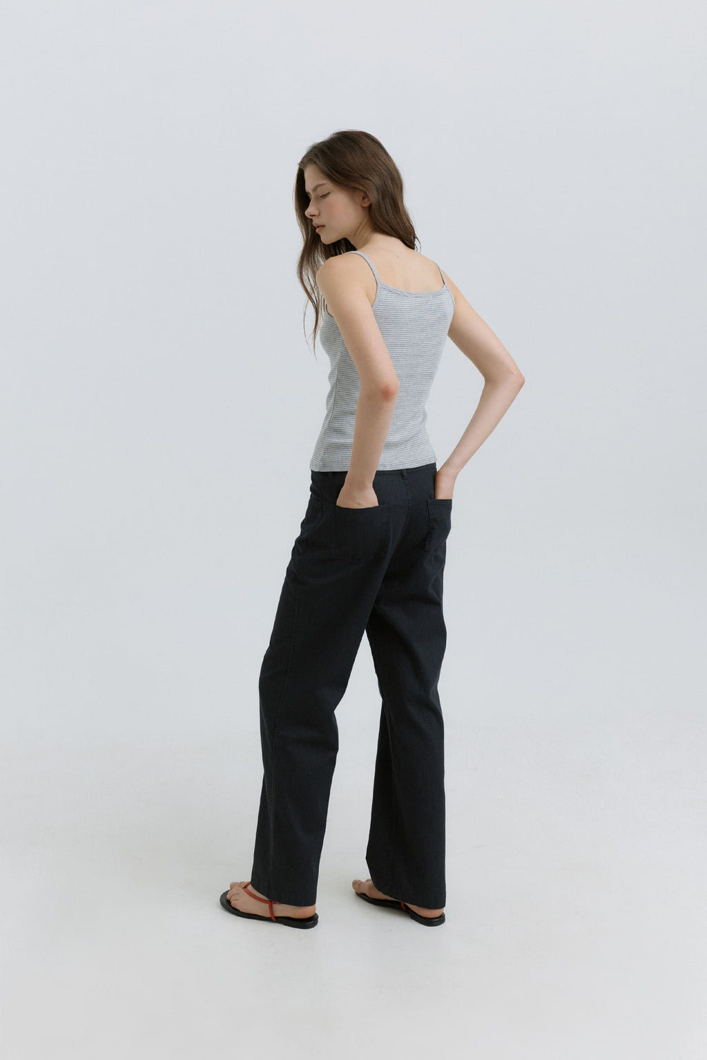 HACER Stripe Henri Neck Sleeveless (2color)