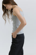 HACER Stripe Henri Neck Sleeveless (2color)