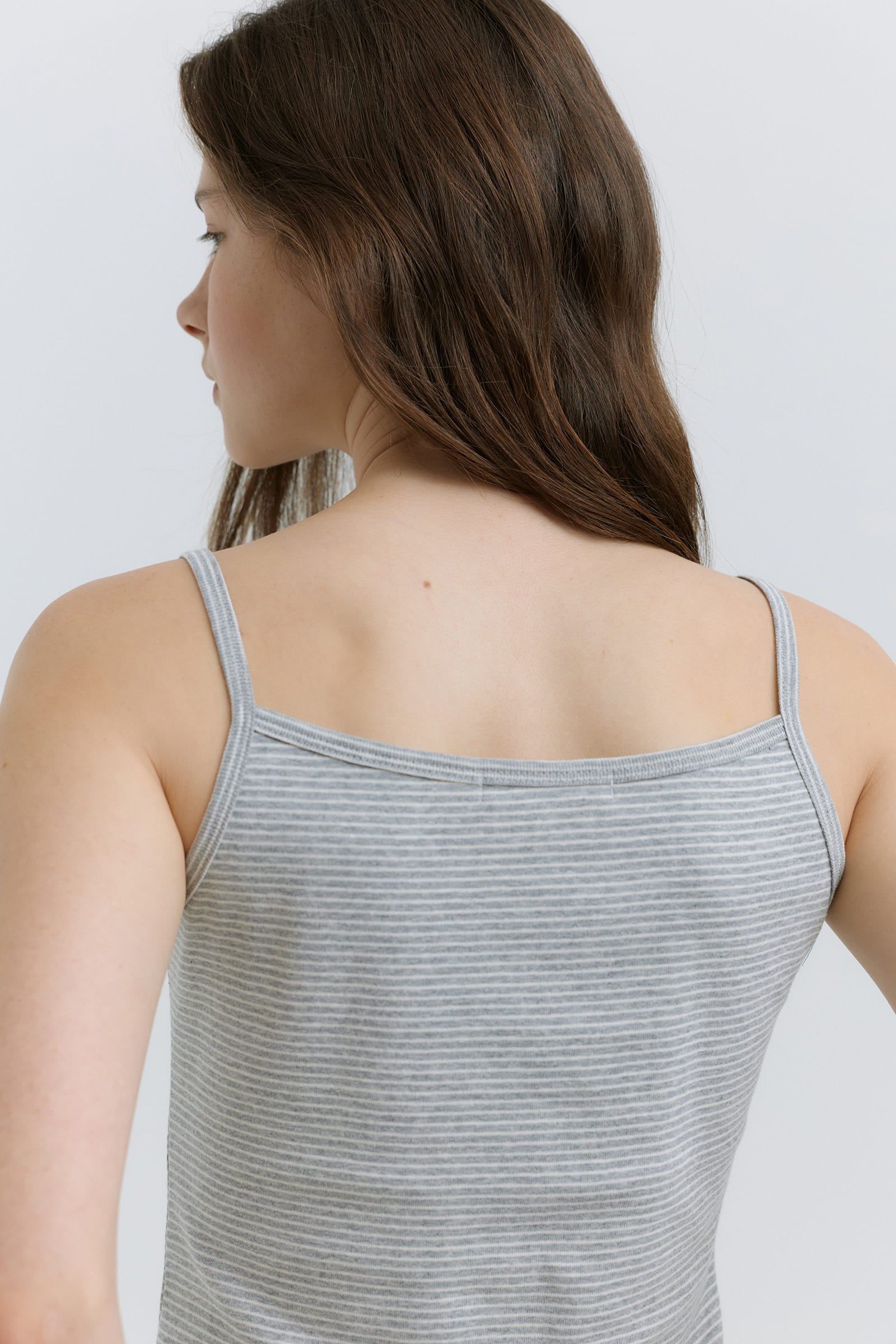 HACER Stripe Henri Neck Sleeveless (2color)