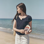 OSTKAKA punching lace top navy