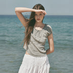 OSTKAKA Punching lace top melange gray