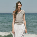 OSTKAKA Punching lace top melange gray