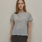 BEMUSE MANSION Waving wrinkle top - Blue grey