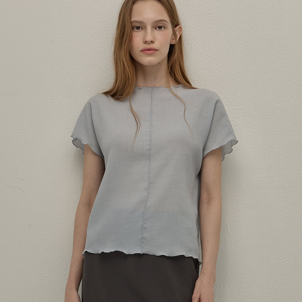 BEMUSE MANSION Waving wrinkle top - Blue grey
