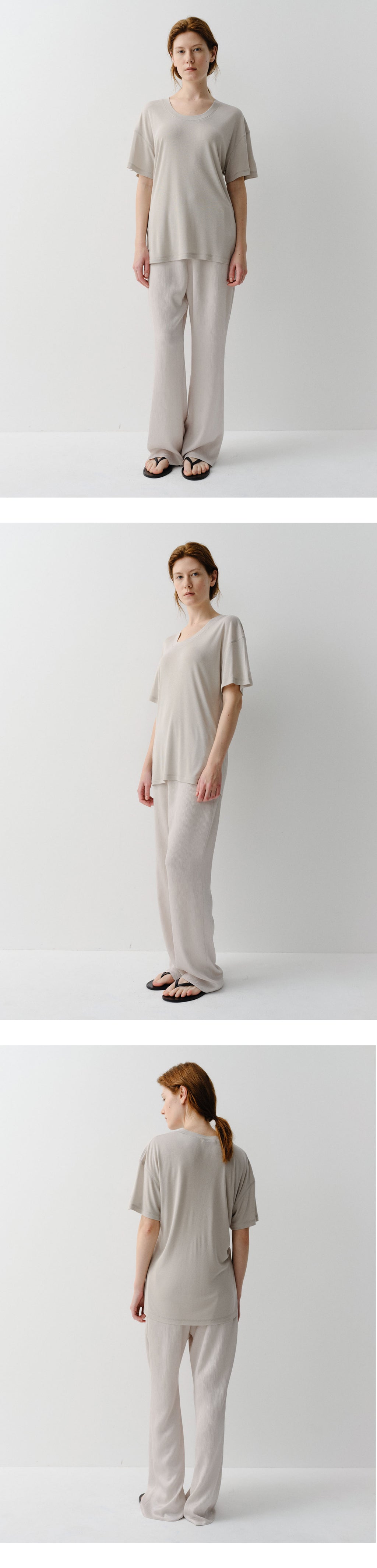 EAAH SILK RIB U NECK T-SHIRT (BEIGE)