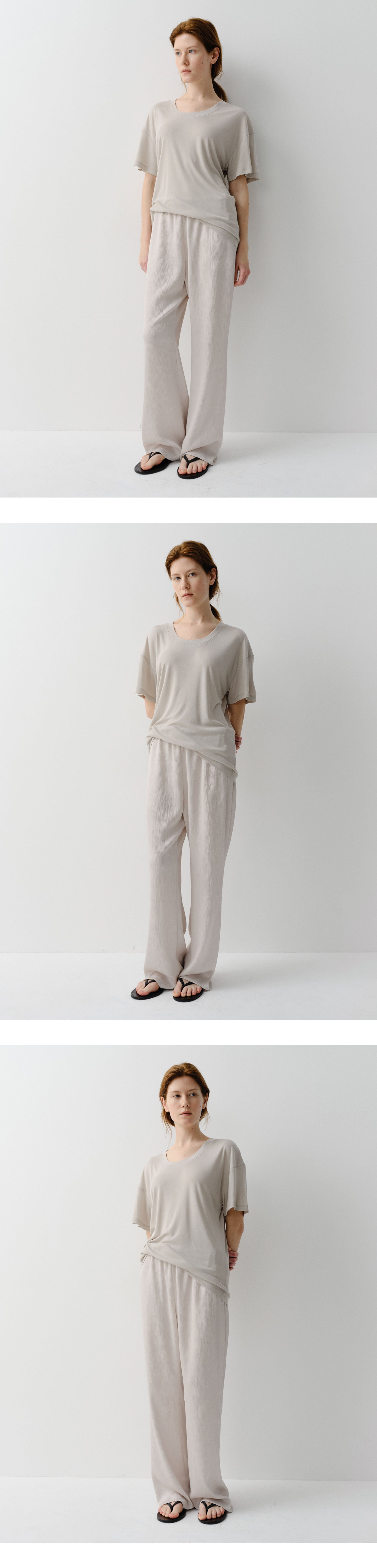 EAAH SILK RIB U NECK T-SHIRT (BEIGE)