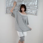 FUN FROM FUN Lace v-neck Half Sleeve, Grey
