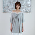 FUN FROM FUN Lace v-neck Half Sleeve, Grey