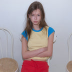 GREET [2nd] Pafit color combination short sleeve T-shirt_Pafit T-shirt_Yellow