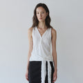 YEARNING CURVED BUTTON SLEEVELESS TOP, IVORY